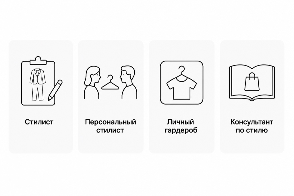 Четыре аудитории: стилист, персональный стилист, личный гардероб, консультант по стилю